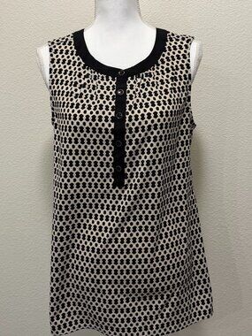 Croft & Barrow black and tan print sleeveless blouse, lightweight, Small